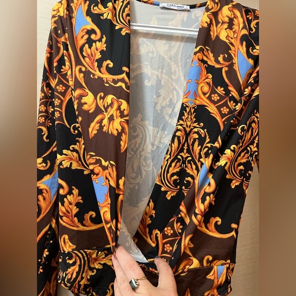 Zara Colourful One Piece Long sleeve Vibrant Size Small Yellow Orange Blue - Picture 3 of 7